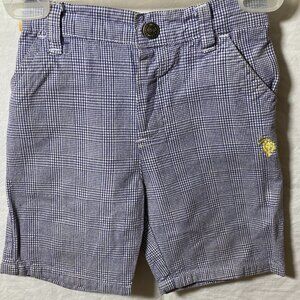 Polo Boys Blue and White Plaid Shorts w/ Side Pockets